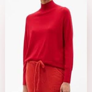 Allude Red High Neck Wool Sweater size S